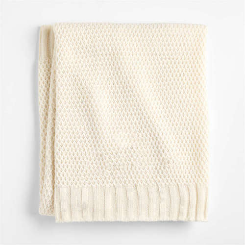 Bubble Knit Arctic Ivory 100% Organic Cotton Baby Stroller Blanket