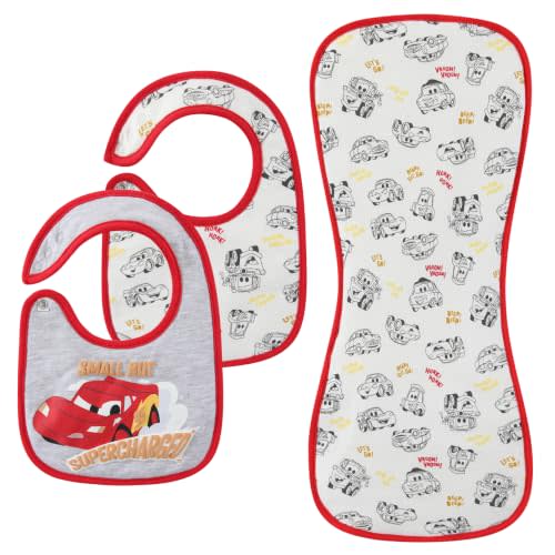 Disney Mickey Minnie Pooh Cars 3 Piece Baby Bib & Burp Cloth Set for Infants