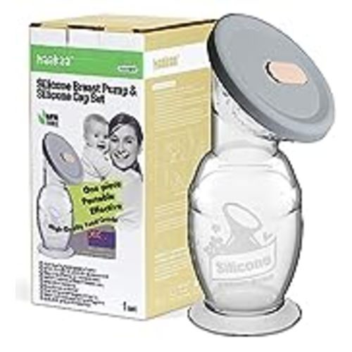 haakaa Manual Breast Pump Breastfeeding Pump with Food Silicone Cap 4oz/100ml - 4 oz/100 ml + Lid