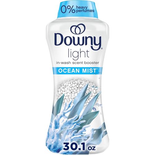 Downy Light Laundry Scent Booster Beads, Ocean Mist Scent, 30.1 OZ, In Wash Fabric Beads Designed To Be Gentle With A Light Boost Of Scent, No Heavy Perfumes