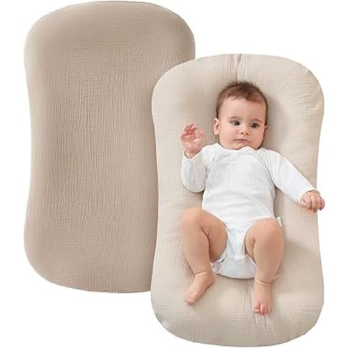 JELLYMONI Muslin Baby Lounger Cover, 100% Cotton 2 Pack Infant Lounger Cover to Protect Lounger from Minor Leaks and Spills, Covers Only No Loungers