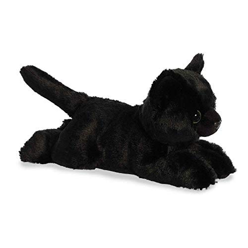 Aurora® Adorable Mini Flopsie™ Twilight Cat™ Stuffed Animal - Mini Companions Ready for Playful Adventures - for Kids All Ages, Toddlers, Adults, and Families - Black 8.5 Inches