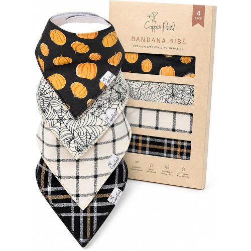 Copper Pearl Baby Bibs 4 Pack, Printed Bandana Drool Bibs for Baby Girl & Boy, Soft Cotton Drooling Teething Bibs