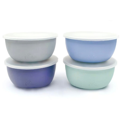 Stainless Steel Bowl with Silicone Sleeve + Lids