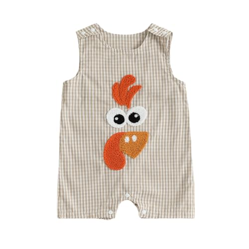 SAYOO Newborn Baby Girl Boy Halloween Outfit Sleeveless Pumpkin Embroidered Bubble Jumpsuit Romper Plaid Shortall Clothes