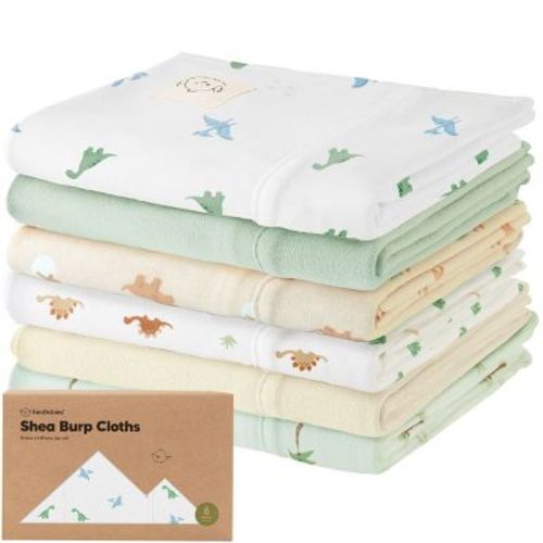 6pk Shea Baby Burp Cloths for Baby Boys and Girls, Organic Burping Cloths for Babies, Newborn (Roarsome)