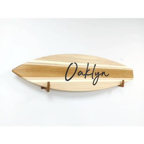 After baby is born... (Since we don't have a name picked out yet)Personalized Surfboard Art Wooden Name Sign