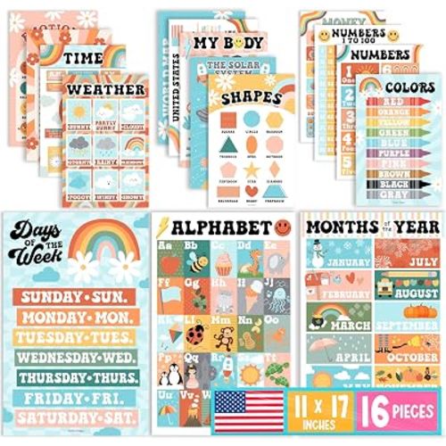 Hadley Designs Learning Posters for Toddlers 1-3 Preschool Classroom Decor