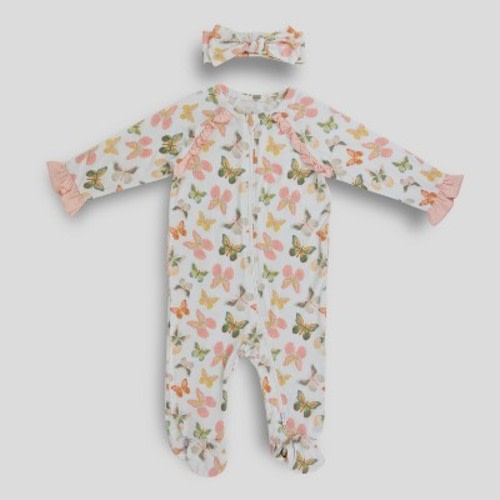 Milkberry Soft Rayon of Bamboo Footed Coverall 3 Peice Full Body Sleepwear for Infants Baby Girls Insect Pink Size 6-9 Months