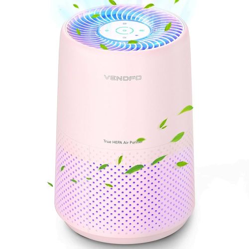 Air Purifiers for Bedroom, H13 HEPA Air Purifiers - Covers Up to 1074 ft² - 24dB Ultra-Quiet Sleep Mode, 360° Outlet Air Cleaner , Perfect for Home, Pets (Cream Pink)