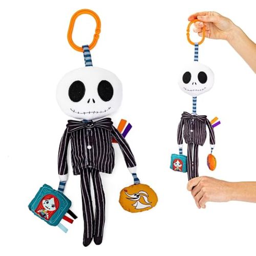 Kids Preferred Disney Baby Nightmare Before Christmas Jack Skellington On The Go Activity Toy with Teether, On The Go Clip, Bell Chime, and Pull Through Arms