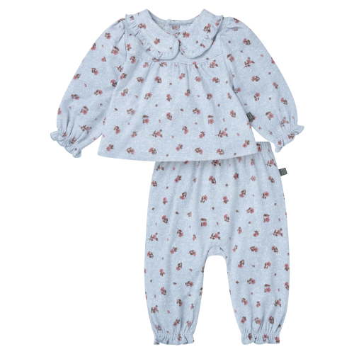 Modern Moments by Gerber Baby Girl Ruffle Collar Top and Hem Pant Outfit Set, 2-Piece, Sizes 0/3 Months - 24 Months