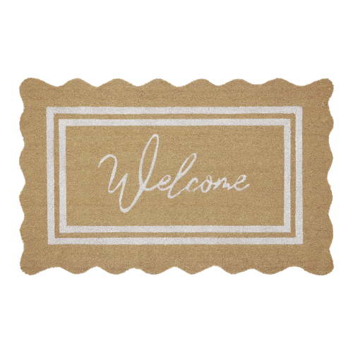 My Texas House Welcome Natural Scalloped Edge and Border Outdoor Coir Doormat, 30" x 48"