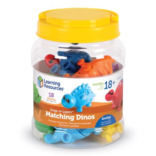 Learning Resources Original Snap-n-Learn Matching Dinos | Color and Shape Matching Toys, Toddler Matching Toy, Sensory Toys, Shapes and Colors for Toddlers, Shape Sorter Toy
