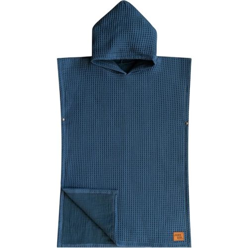 Jade&Kai Hooded Towel for Babies + Toddlers | Snaps into a Poncho | Organic Cotton Waffle | Lighweight and Absorbent | Bath, Beach, and Pool | Multiple Colors (Small (0-3 Yrs), January Aqua)