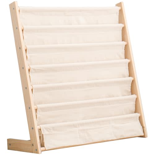 HaoGZMZFCL 7 Tier Wood Bookshelf for Kids Books Storage Organizer Natural Wooden Book Shelves for Study Room Living Room (29.52" L x 11.81" W x 31.10" H)