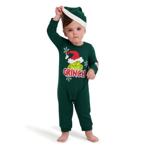 The Grinch Baby Unisex Green Long Sleeve Coverall and Hat, Sizes 0/3M-24M