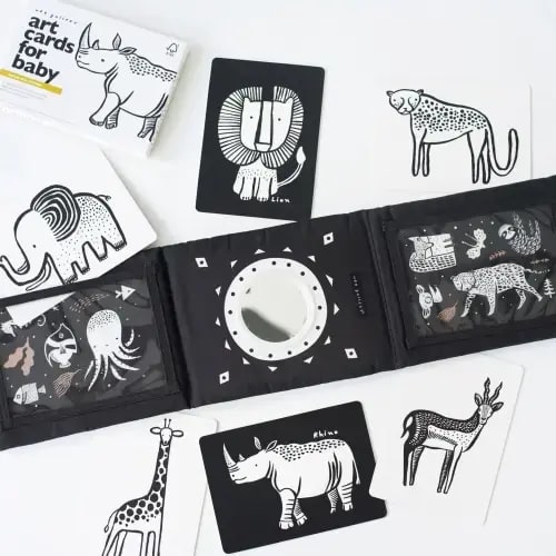 Wee Gallery Baby Tummy Time Gallery with Mirror Bundle - Safari