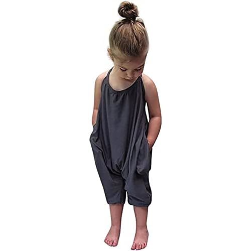 Darkyazi Baby Cute Summer Jumpsuits for Girls Kids Backless Harem Strap Romper Jumpsuit Toddler Pants Size 2-8Y