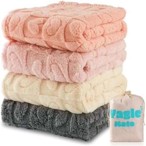 4 Pcs Baby Blankets,Fleece Heart Checkered Blanket, Cozy and Fluffy Crib Blankets for Girls, Toddler Receiving Blankets 30×40 Light Pink Sakura Pink White Grey