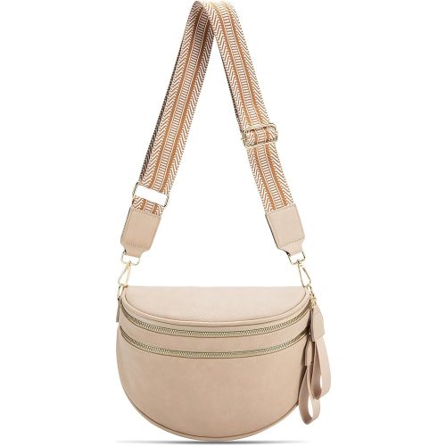 oscaurt Leather Crossbody Bag Bum Bag for Women Large Sling Bag Cross Body Purse Shoulder Handbag Fanny Pack
