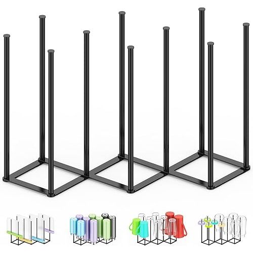LAEMYFYRE Collapsible Bottle Drying Rack, Foldable Baby Bottle Drying Rack, Portable Drainer Stand Holder for Water Bottles, Cup, Reusable Silicone Bag, Cutting Board (Black)