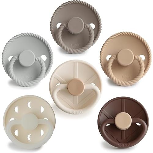 FRIGG SilkySoft Silicone Baby Pacifier 6-Pack Earthy Wonder | Made in Denmark | BPA-Free (6-18 Months)