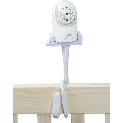 Pay's Place Universal Baby Monitor Mount, Longer White Flexible Silicon Baby Camera Mount, Ideal Baby Monitor Holder to Crib Bassinet Playpen, Baby Monitor Stand, Compatible w/Infant Optics Mount
