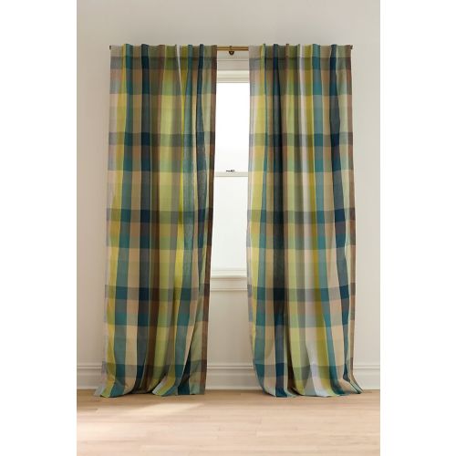 Woven Semi-Sheer Cotton Plaid Curtain