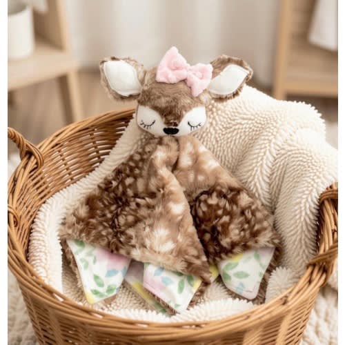 Sweet Little Fawn Baby Lovey / Girl Personalized Gift Security Blanket/ Ultra Soft Snuggable Blankie
