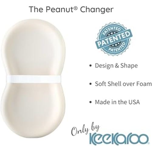 Keekaroo Peanut Changer Baby Vanilla– The Original Made in USA Easy-to-Clean Changing pad and The only Shell Over Foam, Fully Water Repellant