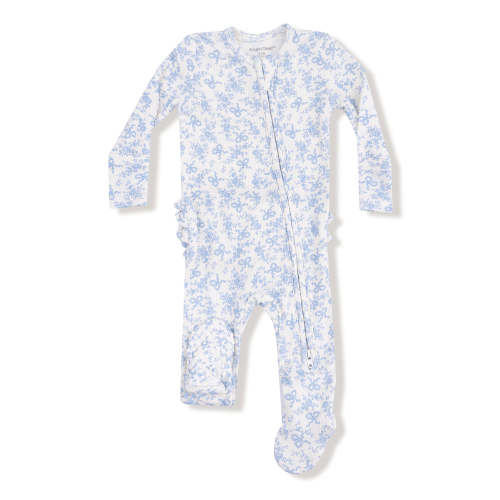 Ribbed 2-Way Zip Ruffle Footie, Romi Floral