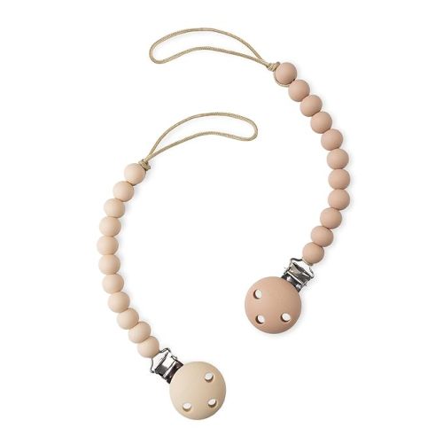 Comfy Cubs Pacifier Clips 2 Pack - 100% Food Grade Silicone Baby Pacifier Clips, BPA & PVC Free - CPSIA Certified, Lightweight and Flexible Baby Gifts - Beige & Light Beige