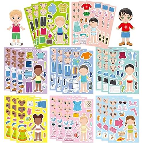 Make a Face and Dress Up Stickers for Girls Boys, Preschool Children Crafts