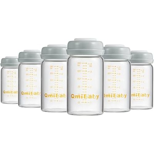 Breast Milk Storage Bottles 180ml 6oz BPA-Free Leak-Proof Baby Bottle for Breastmilk Storage Wide Neck Bottles with Screw Ring Sealing Disk Breastfeeding (Grey, 180ml-6Packs)