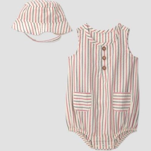 Carter's Just One You® Baby Boys' Striped Americana Bubble Romper and Hat Set - Blue/Red 9M