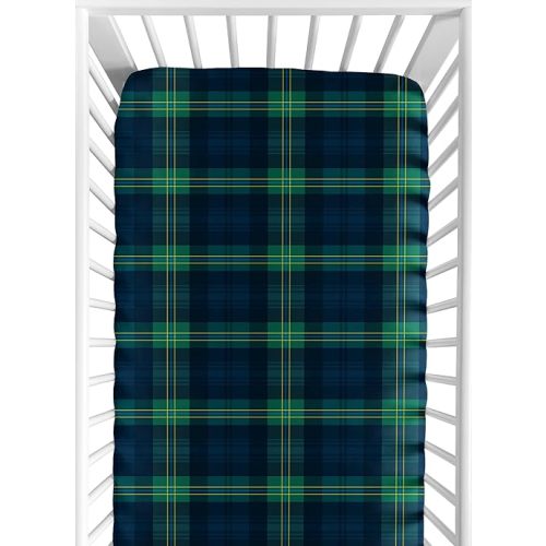 Sweet Jojo Designs Fitted Baby Crib Sheets (Green Gingham Plaid)