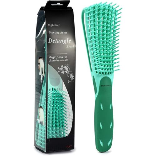 BESTOOL Detangling Brush for Black Natural Hair, Curly Hair Afro 3/4abc Texture - Faster and Easier Detangle Wet or Dry With No Pain (Green)
