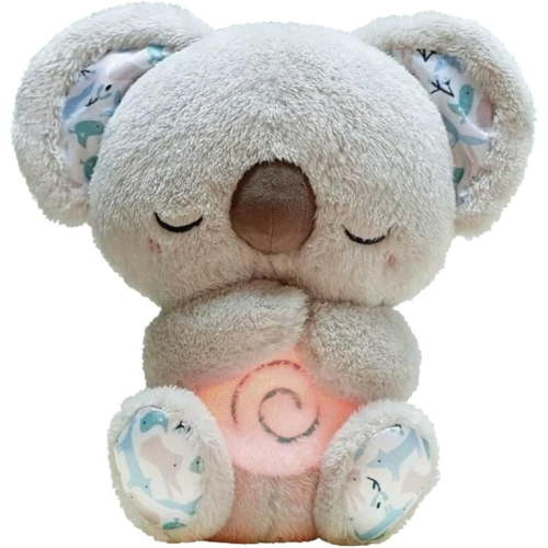 Kids Sound Machine Soothe Breathing Otter,Relief Koala Breathing Otter Sleep Buddy,Sensory Details Music Lights Rhythmic Breathing Motion Musical Kids Toy Plush for Newborns (Battery Not Includ)