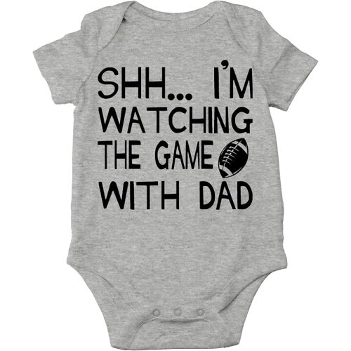 AW Fashions Shh... I'm Watching The Game With Dad Baby Bodysuit Funny Infant Clothes Romper Boy Clothes