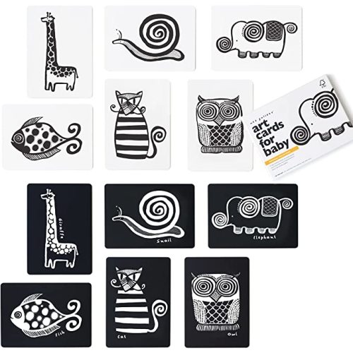 Wee Gallery Art Cards for Baby, Durable High Contrast Black and White Animal Flashcards for Newborns, Brain Development, Sensory Toys, Tummy Time Essentials for Infant and Toddler - Original Animals