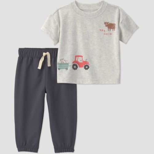 Carter's Just One You® Baby Boys' 2pc Farm T-Shirt and Jogger Pants Set - Gray 3M