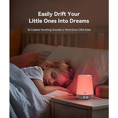 Dreamegg Sound Machine Baby - White Noise Sound Machine Baby With Night Light, Ok to Wake Alarm Clock, 34 Soothing Sounds, Sleep Trainer, Routine Builder, App Control for Kids Nursery Sleeping Bedroom