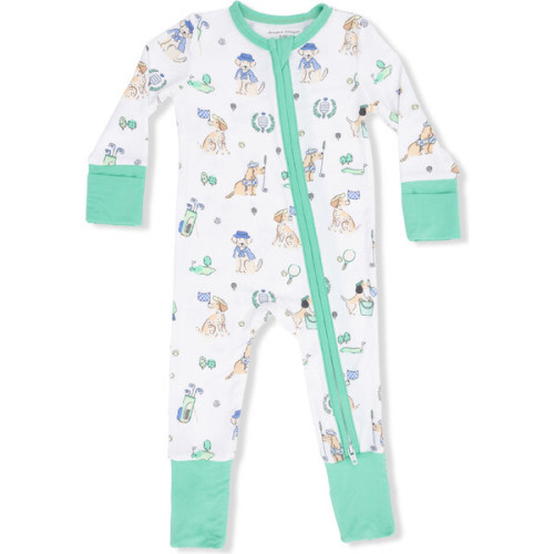 Convertible Romper, Country Club Dogs Neutral - Angel Dear | Maisonette