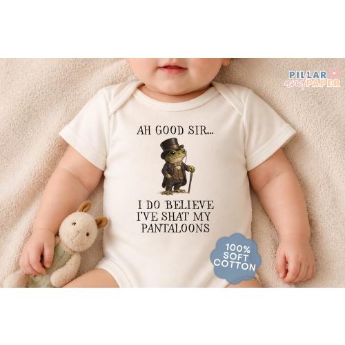 Ahh Good Sir... I’ve Shat My Pantaloons ONESIE® Pantaloons Vintage Frog Funny Baby Bodysuit Funny Baby Clothes
