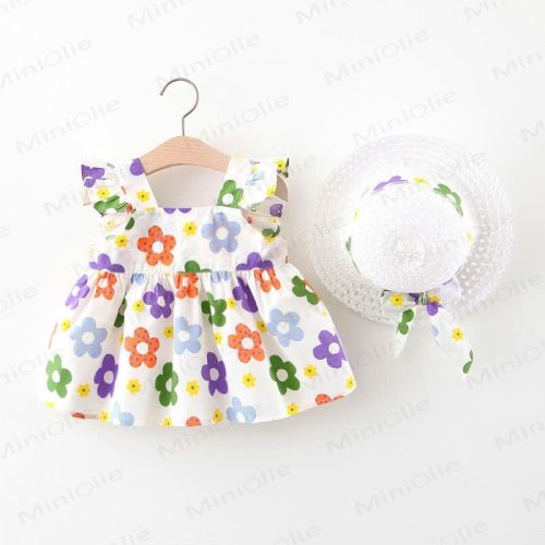 Baby Multicolor Flower Dress with Hat