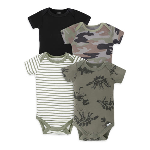 Modern Moments by Gerber Baby Boy Short Sleeve Onesies Bodysuits, 4-Pack, (Newborn-24 Months)