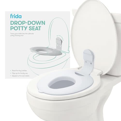 Frida Baby Drop Down Potty Seat, Potty Training Seat for Toddlers, Attaches Securely to Adult Toilet, Flips Up or Stays Down for Kid Ready Access, Easy to Clean, Secure, Stable & Easy to Install