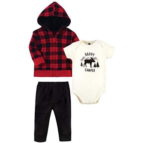 Hudson Baby Unisex Baby Cotton Hoodie, Bodysuit or Tee Top and Pant Set