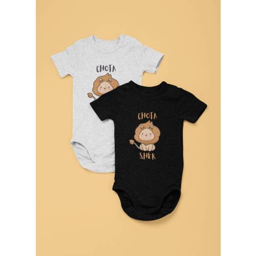 Chota Sher Baby Onesie | Desi Baby Lion Onesie | Baby Girl Boy Newborn Clothes| Baby Shower| Pakistani Indian Punjabi Kids Bodysuit